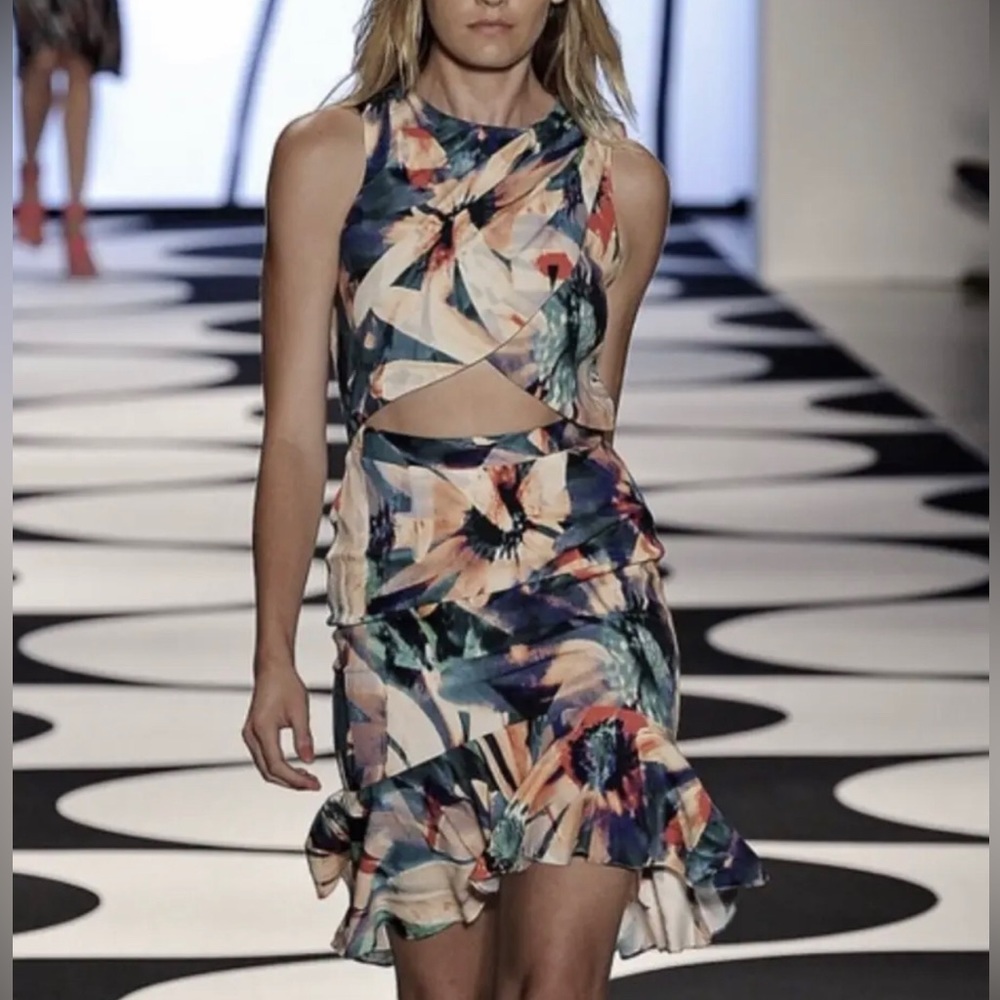 Nicole Miller artelier tropical cut out dress.